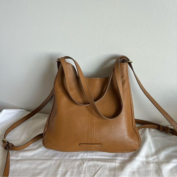 LUCKY BRAND Tan brown Leather Backpack Shoulder Bag Tote Hobo Crossbody - Picture 1 of 13